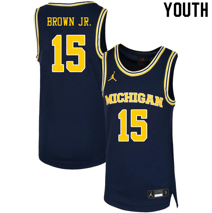 Youth #15 Chaundee Brown Jr. Michigan Wolverines College Basketball Jerseys Sale-Navy